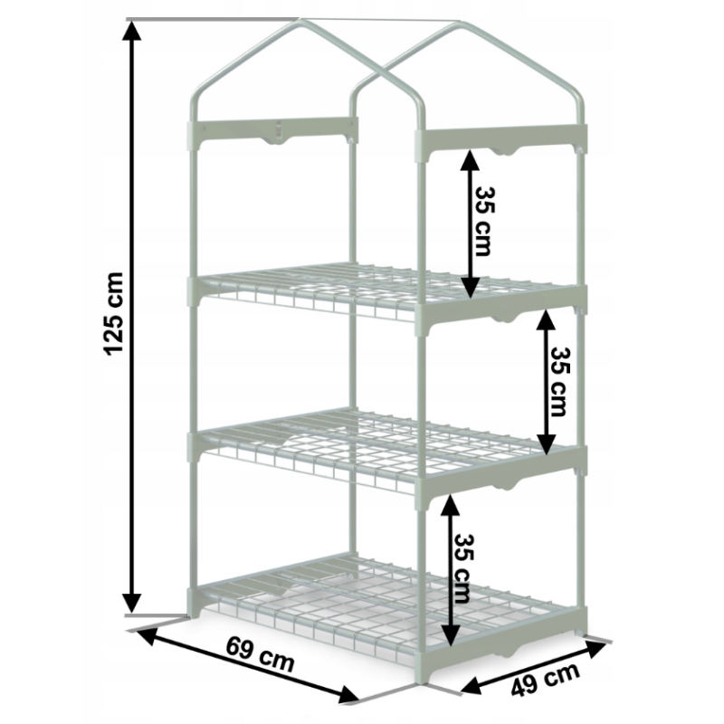 Стелаж-теплиця Plonos Зелена 125 х 69 х 49 см (4921)
