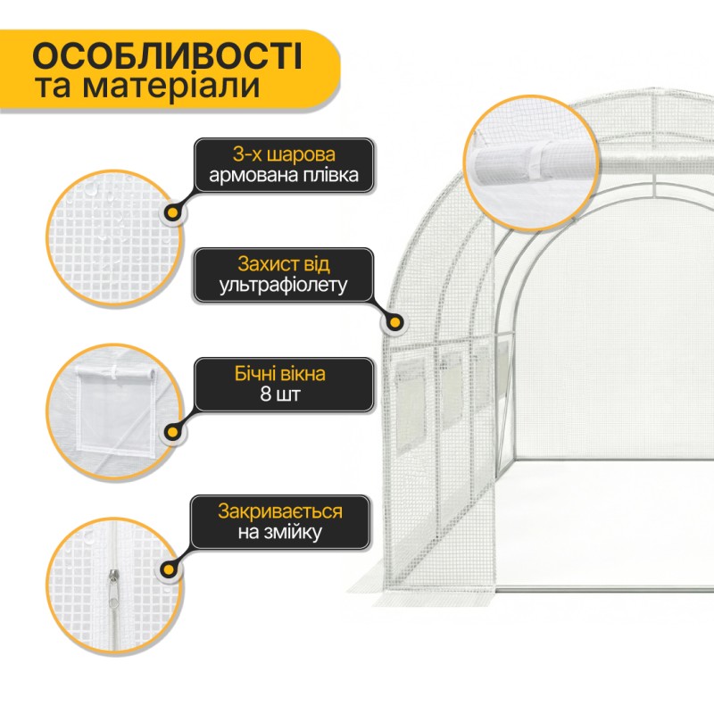 Садова теплиця парник Garden 10м2 White MultiDoor