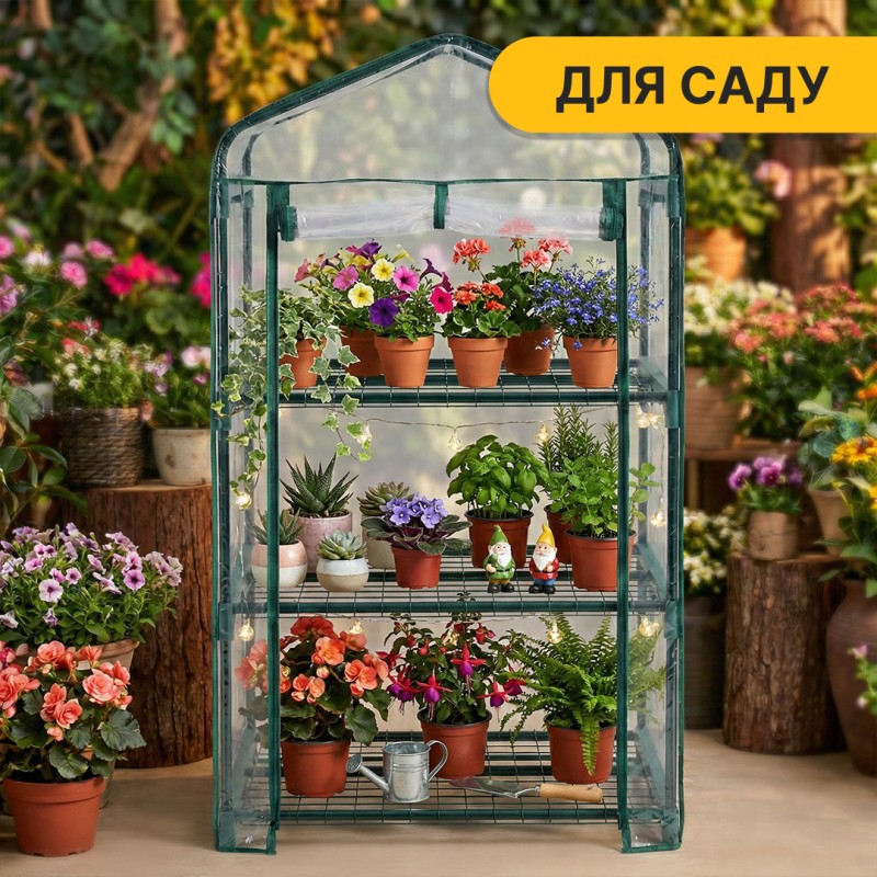 Стелаж-теплиця 125х69х49 см на 3 полиці