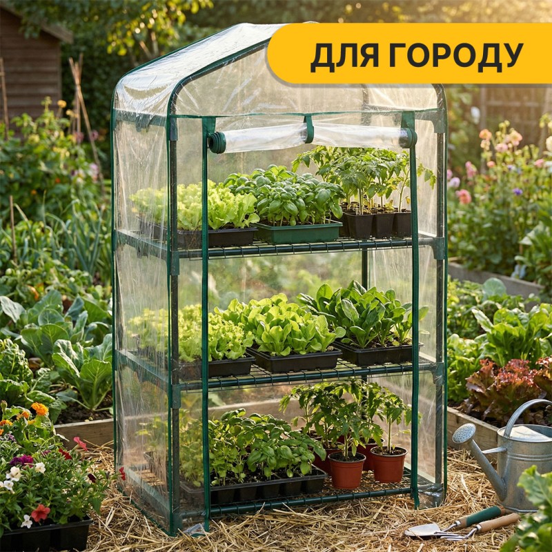 Стелаж-теплиця 125х69х49 см на 3 полиці