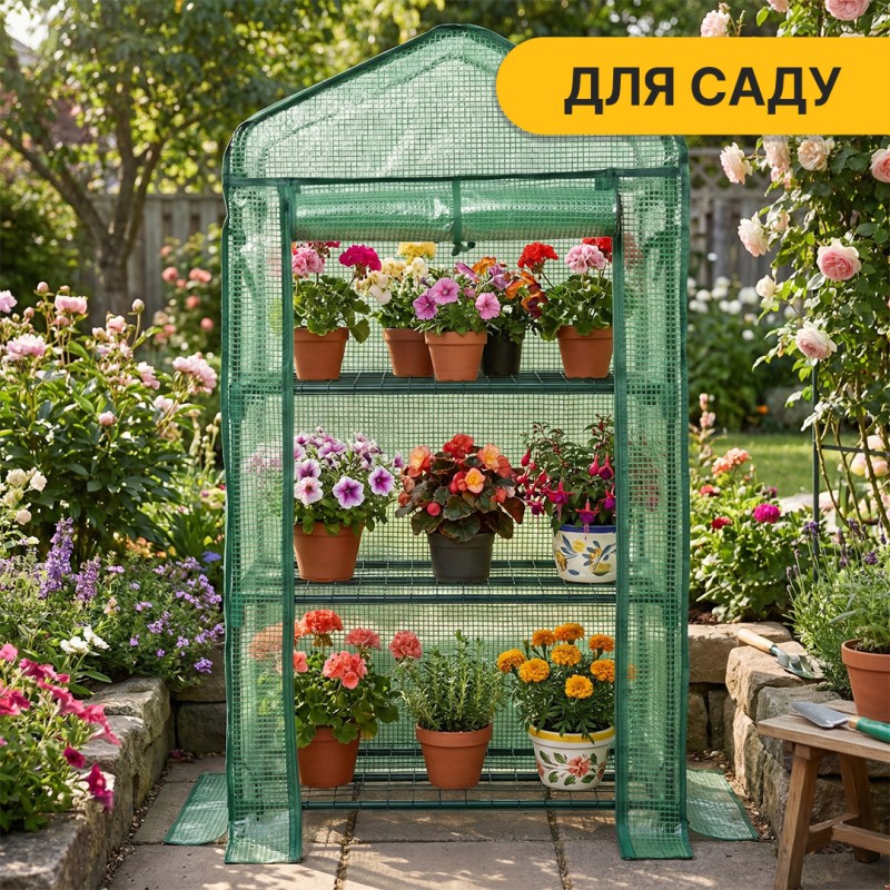 Стелаж-теплиця 125х69х49 см на 3 полиці Green
