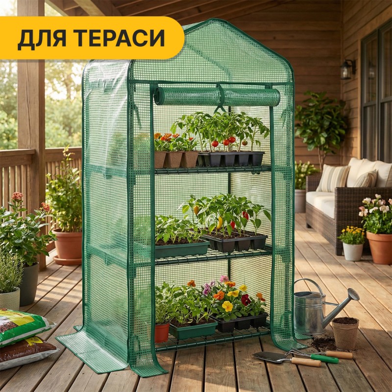 Стелаж-теплиця 125х69х49 см на 3 полиці Green