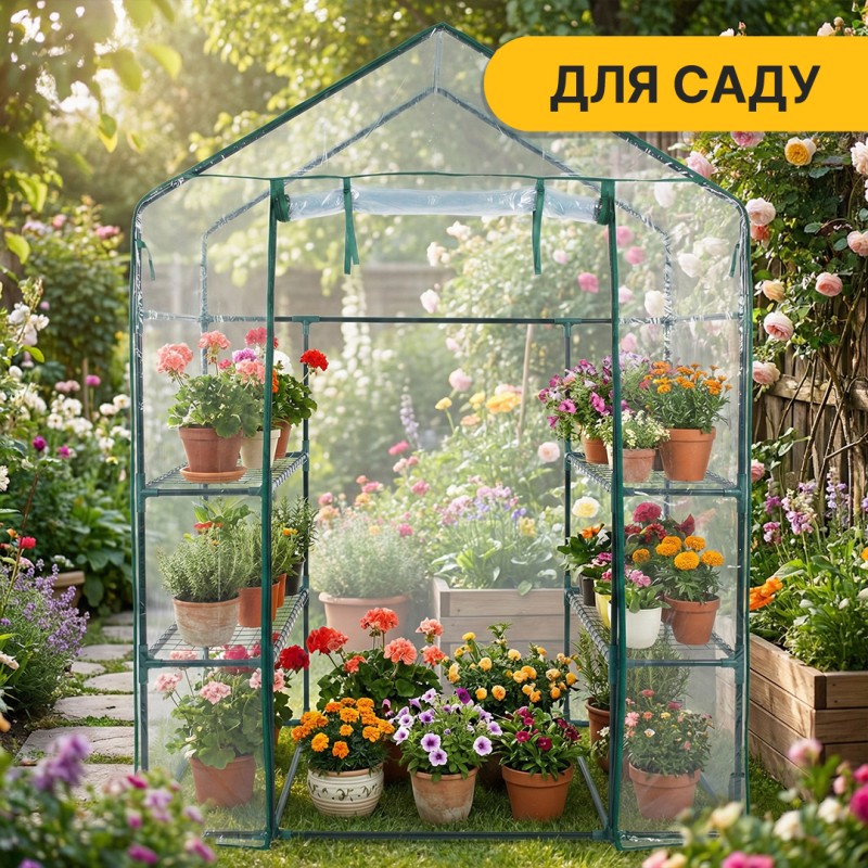 Стелаж-теплиця 143x73x195 см на 4 полиці