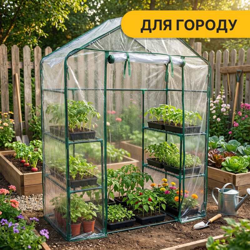Стелаж-теплиця 143x73x195 см на 4 полиці