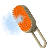 Портативная Паровая Расческа Спрей Для Кошек и Собак Щетка Для Вычесывания Шерсти Животных Бежевая