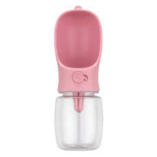 Прогулочная Поилка Для Животных Дорожная Автоматическая Бутылочка 350 мл Розовая
