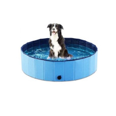 Уличный Бассейн Для Собак Большой Складной Охлаждающая Ванна Каркасная Виниловая Раскладная Для Домашних Животных 100 см