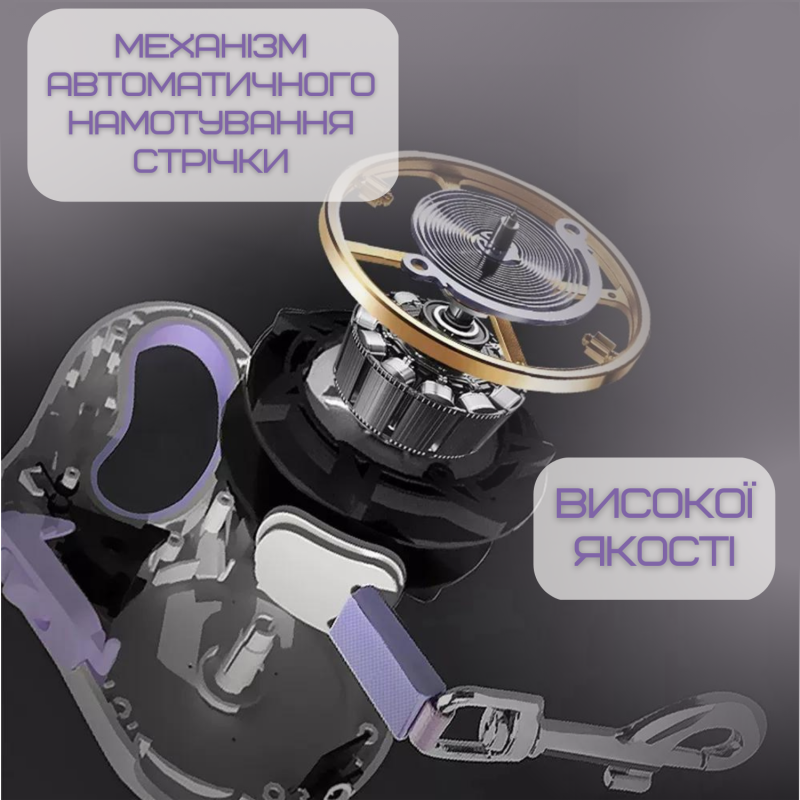 Автоматический Поводок Рулетка Для Собак до 40 кг Регулируемая Длина 5 Метров с LED Подсветкой и Фонариком + Кнопка Фиксатор Ленты