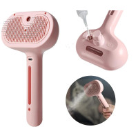 Портативная Паровая Спрей Щетка Для Кошек и Собак Расческа Массажер Для Вычесывания Животных Розовая