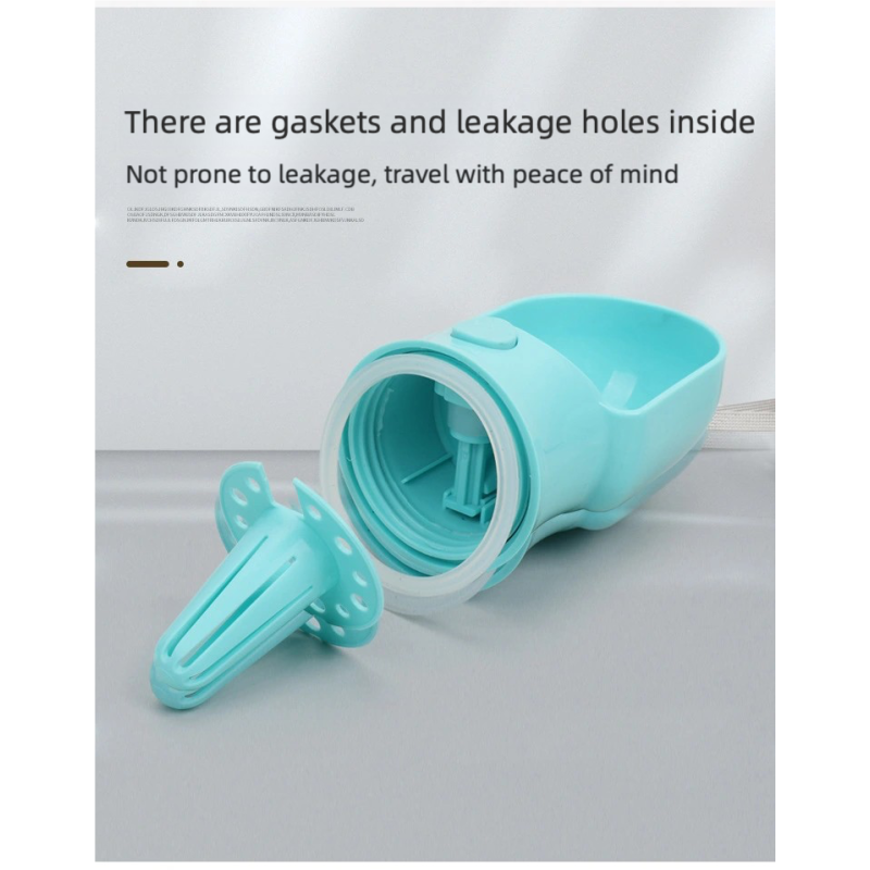 Дорожная Поилка Для Собак с Отсеком Для Корма 180 мл 2в1 Портативная Прогулочная Бутылочка 320 мл Розовая