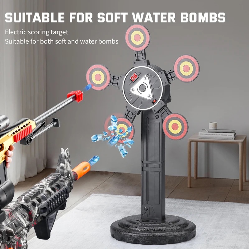 Автоматическая Игрушечная Мишень Детская Электрическая с Вращающимися Целями и Таблом Для Счета с Сеткой и Звуковыми Эффектами