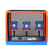 Игрушечная Автоматическая Мишень Детская на Три Цели Электронная с Автовозвратом Мишеней и Таблом для Счета с Сеткой и Звуковыми Эффектами