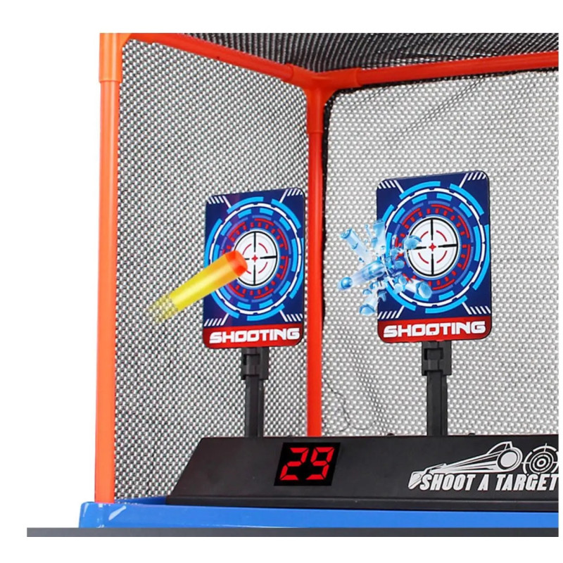 Игрушечная Автоматическая Мишень Детская на Три Цели Электронная с Автовозвратом Мишеней и Таблом для Счета с Сеткой и Звуковыми Эффектами