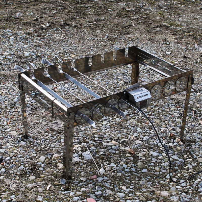 Автоматическая шашлычница из нержавейки на ножках SHOP-PAN на 8 шампуров