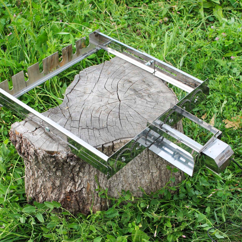 Автоматическая шашлычница Туристическая из нержавейки с выносом мотора на 8 шт