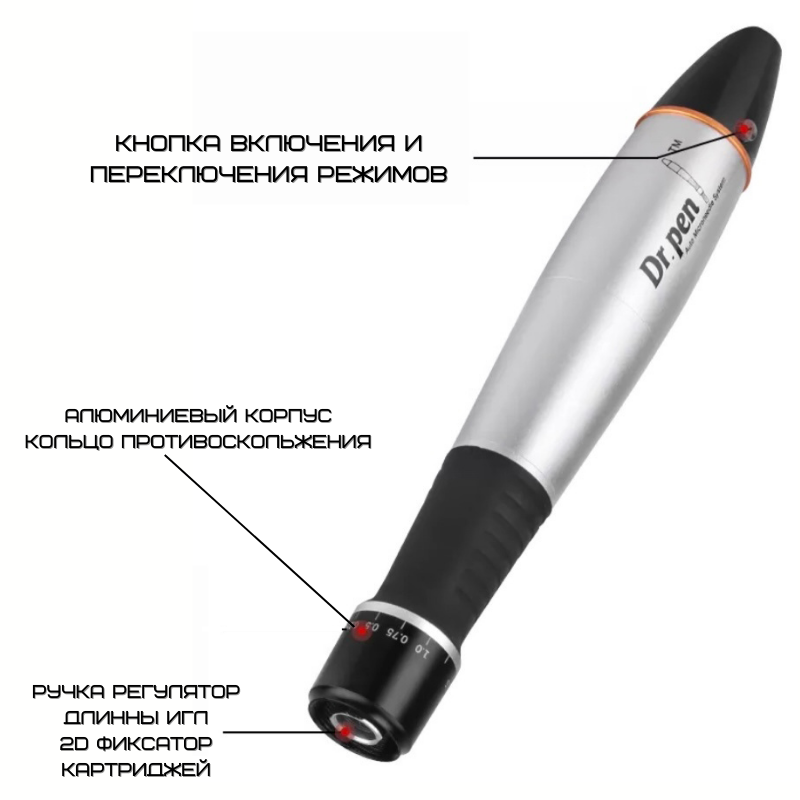 Бездротовий Дермапен Dr. Pen Ultima A1 5 Режимів Портативний Дермаштамп Для Фракційної Мезотерапії на Акумуляторі