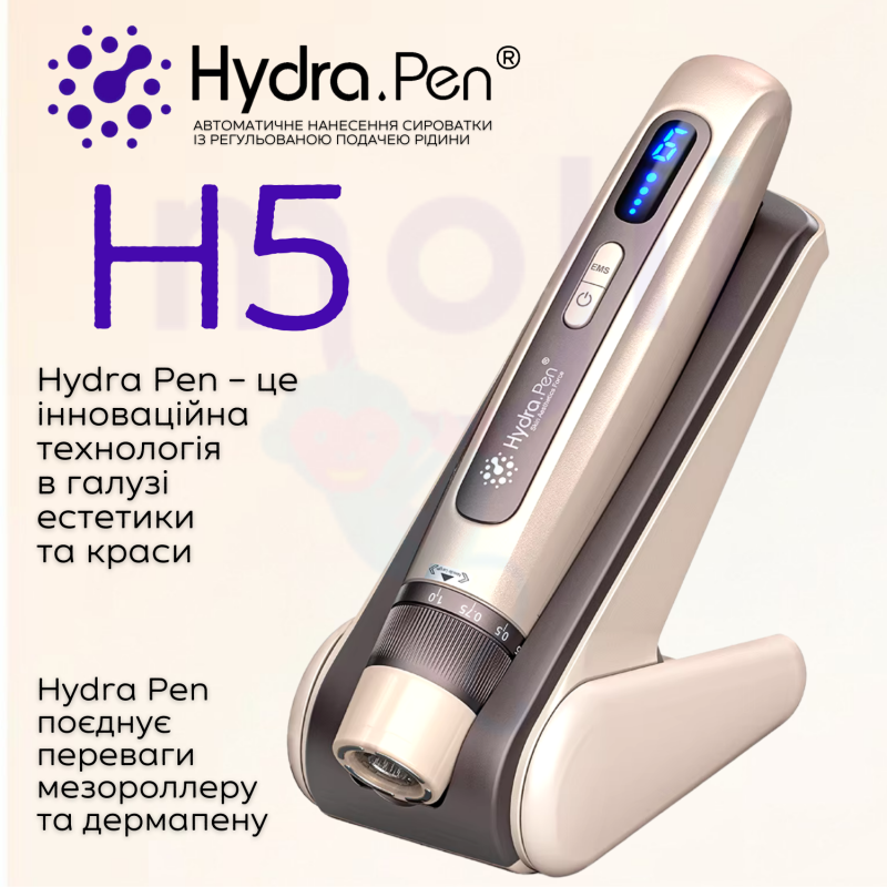 Беспроводной Гидропен Дермапен Hydra Pen для Фракционной Мезотерапии Лица и Тела с Автономной Подачей Сыворотки и Функцией EMS H5