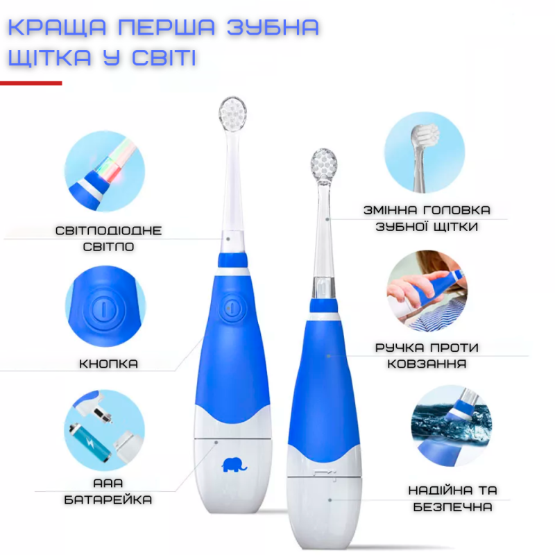 Электрическая Детская Зубная Щетка Звуковая с Таймером и LED Подсветкой Seago SG902 Розовая