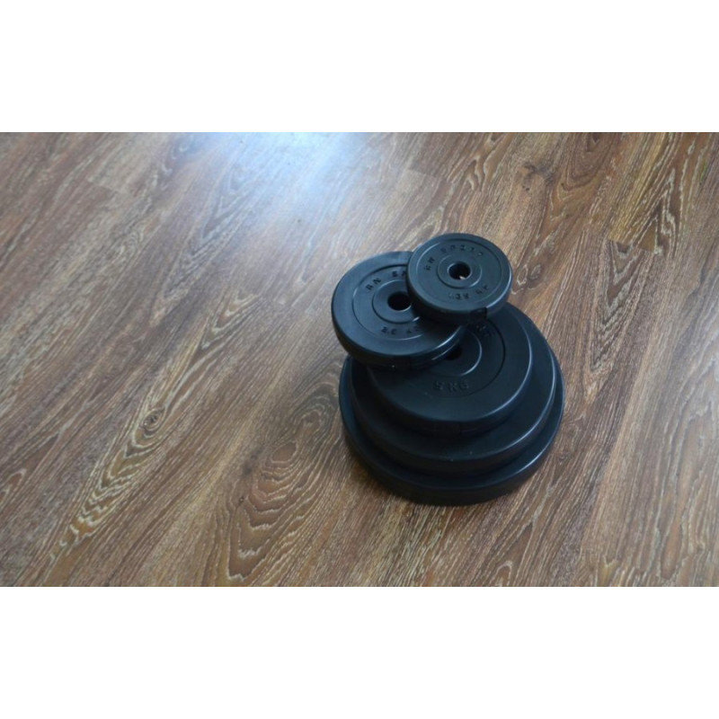 37 кг (2х1.25, 2х2.5, 2x5 та 2x10) дисків, покритих пластиком (31 мм)