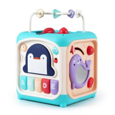 Развивающая Игрушка Сортер для Детей Интерактивный Бизикуб 6в1 Звуковой с Музыкой и Пианино Голубой