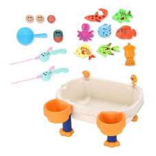 Детская Интерактивная Игра Рыбалка Магнитная Переносная для Двоих 2 Удочки 28 Предметов Белая