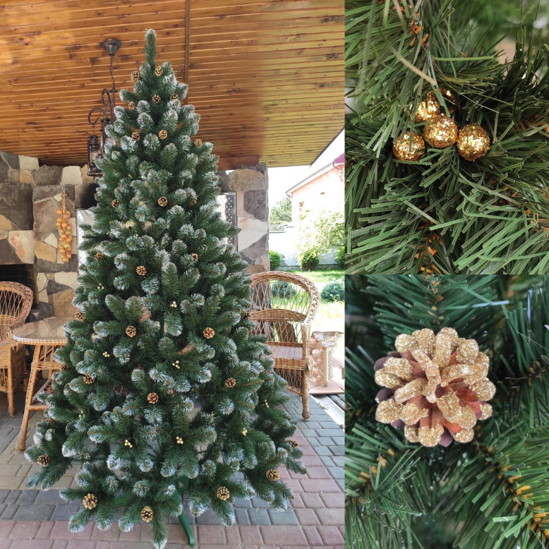 Ялинка штучна Кармен срібло з шишками і перлами 1.5 м