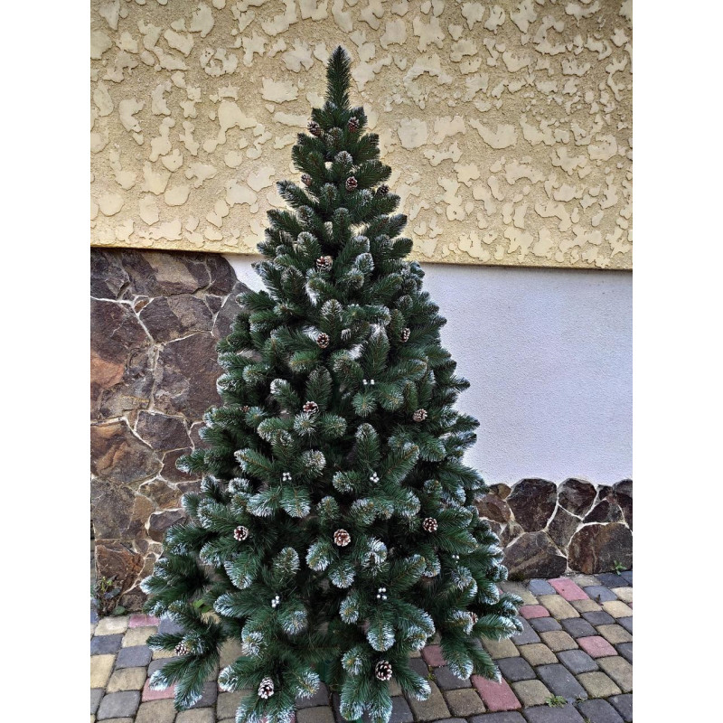 Ялинка штучна Кармен срібло з шишками і перлами 1.8 м