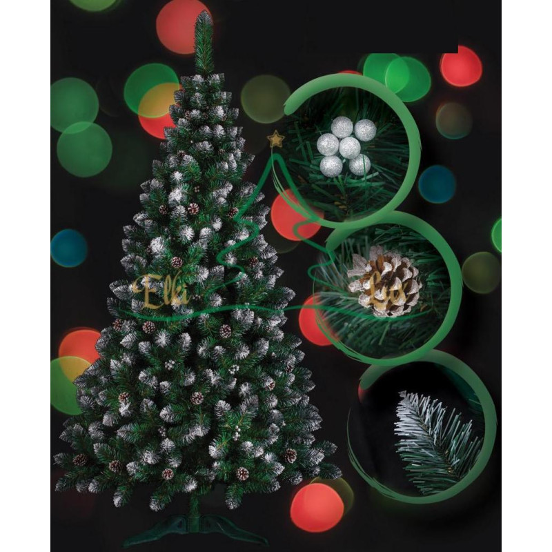 Ялинка штучна Кармен срібло з шишками і перлами 2 м