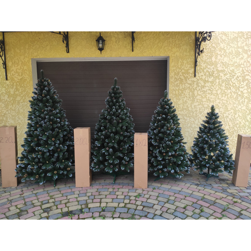 Ялинка штучна Кармен срібло з шишками і перлами 2.2 м