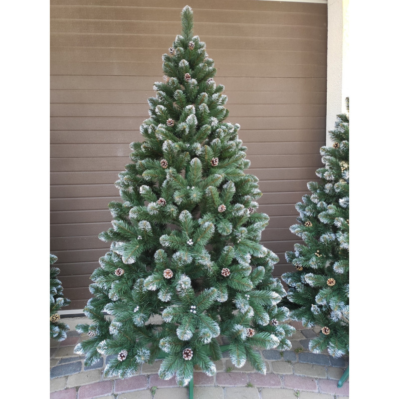 Ялинка штучна Кармен срібло з шишками і перлами 2.2 м