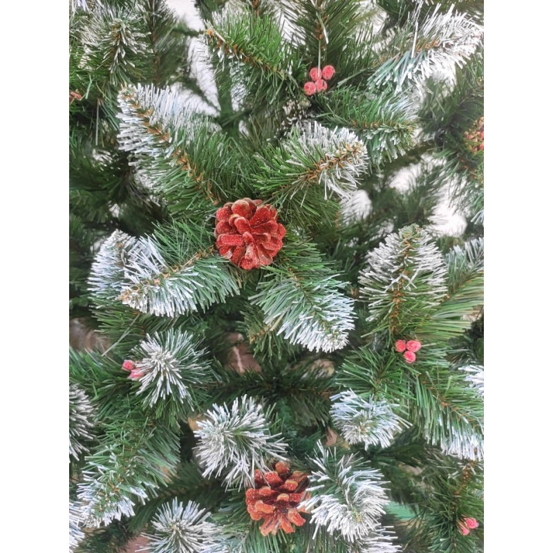 Ялинка штучна Кармен з калиною і шишками 1.8 м