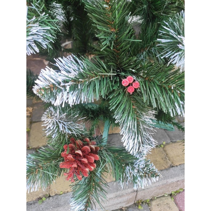 Ялинка штучна Кармен з калиною і шишками 1.8 м