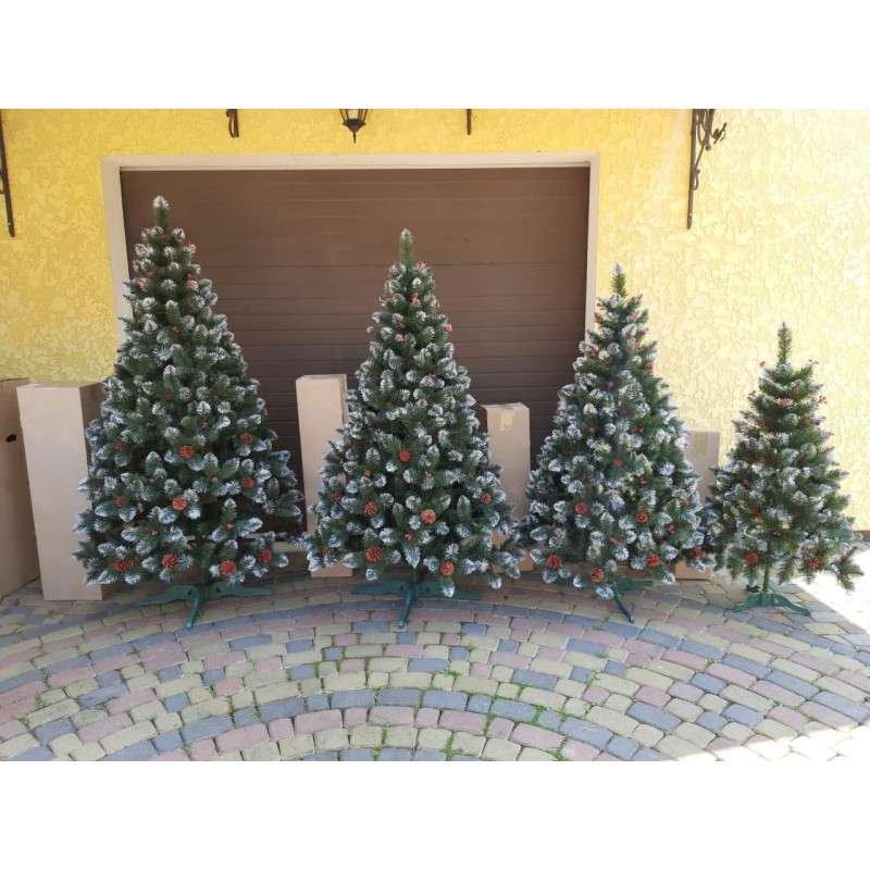 Ялинка штучна Кармен з калиною і шишками 2 м