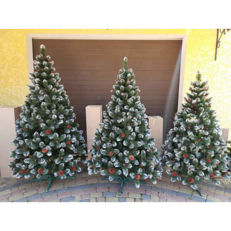 Ялинка штучна Кармен з калиною і шишками 2.2 м