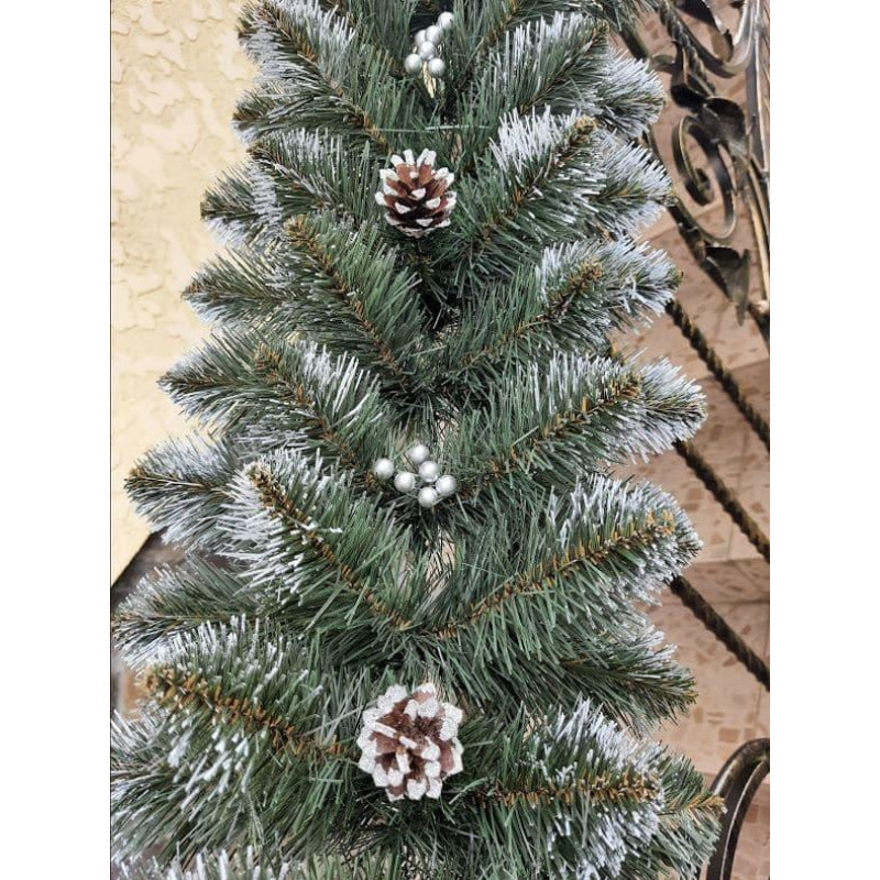 Гірлянда хвойна Кармен з срібними шишками, перлами 2.90 штучна