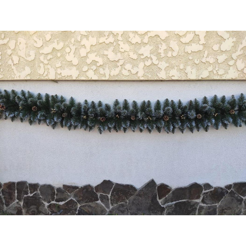 Гірлянда хвойна Кармен з срібними шишками, перлами 2.90 штучна