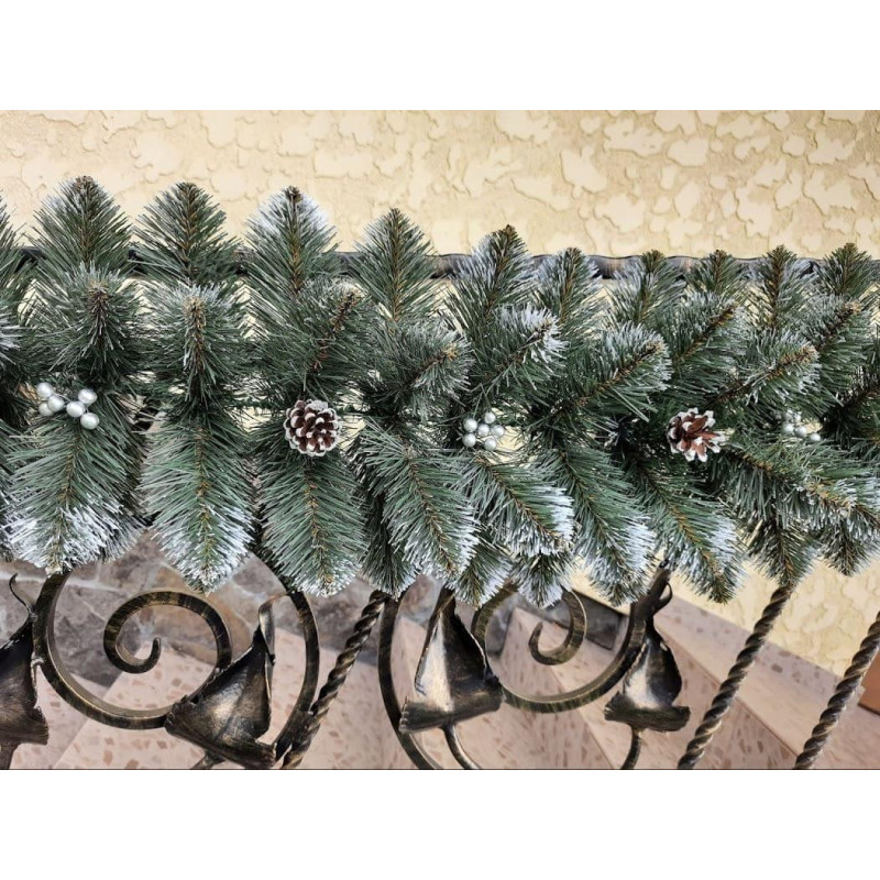 Гірлянда хвойна Кармен з срібними шишками, перлами 2.90 штучна