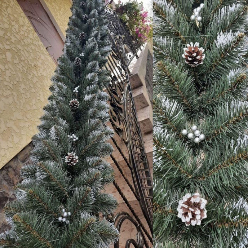 Гірлянда хвойна Кармен з срібними шишками, перлами 2.90 штучна