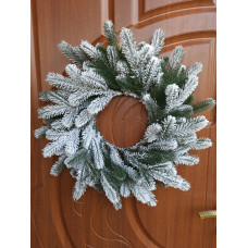 Новорічний вінок литий Засніжений Елітний 50см