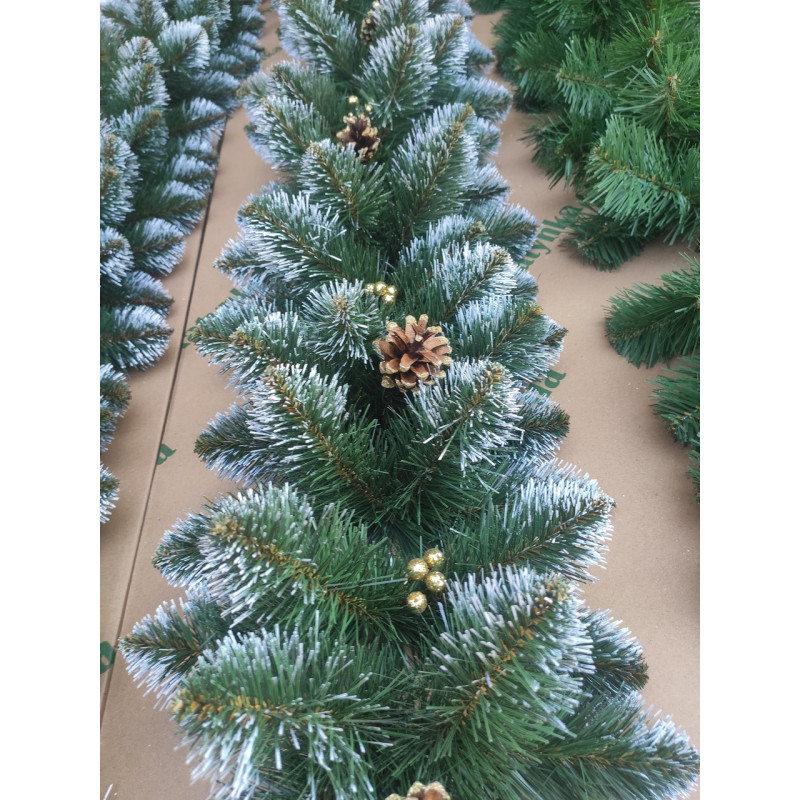 Гірлянда хвойна Кармен з золотими шишками, перлами 2.90 м штучна