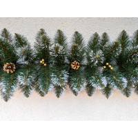 Гірлянда хвойна Кармен з золотими шишками, перлами 2.90 м штучна