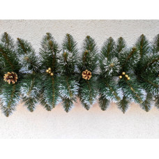 Гірлянда хвойна Кармен з золотими шишками, перлами 2.90 м штучна