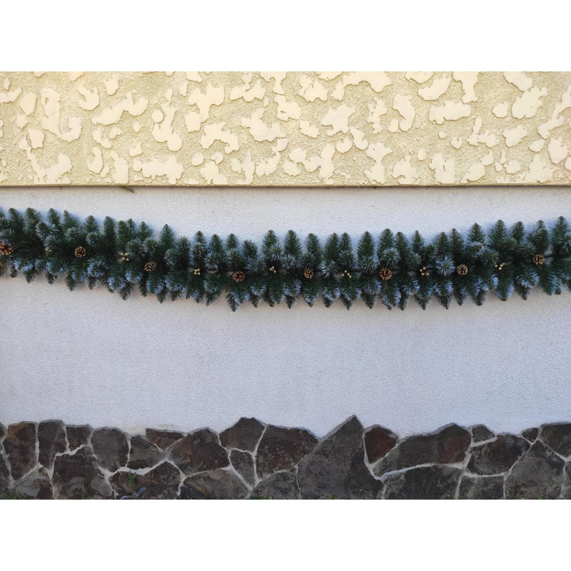 Гірлянда хвойна Кармен з золотими шишками, перлами 2.90 м штучна