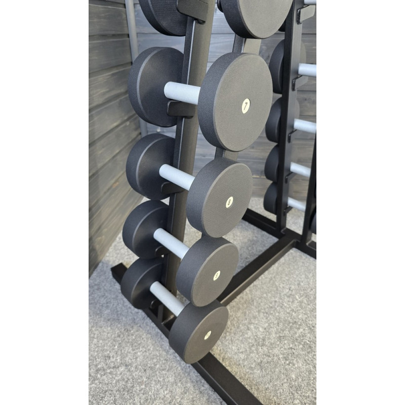 Ряд гантельный RN-Sport BLACK 1-10 кг со стойкой