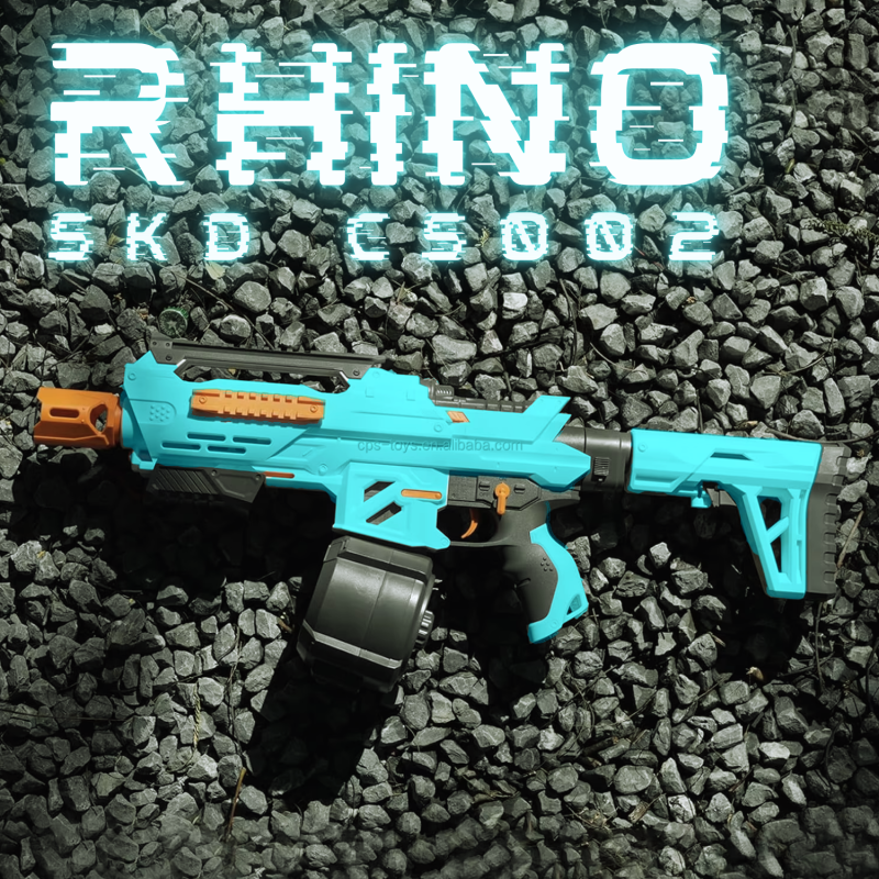 Мощный Гель Бластер на Орбизах 2 Режима SKD Rhino Премиум Качества с Электрической Подачей Шариков и Большим Барабаном Для Подростков и Взрослых CS002 Голубой