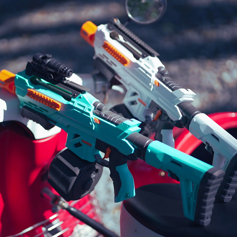 Мощный Гель Бластер на Орбизах 2 Режима SKD Rhino Премиум Качества с Электрической Подачей Шариков и Большим Барабаном Для Подростков и Взрослых CS002 Голубой