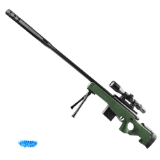 Снайперская Винтовка AWM 116 см Электрическая на Орбизах с Оптическим Прицелом Глушителем Сошками и Подарочной Коробкой для Детей и Подростков BB Sand