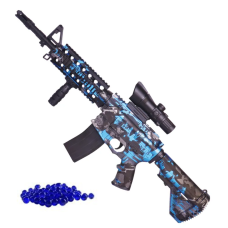 Детский Игрушечный Автомат на Орбизах M4A1 Электрический Гель Бластер на Аккумуляторе 2 Режима + Глушитель + Оптика 80 см Синий