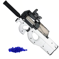 Детский Игрушечный Гелевый Бластер на Орбизах Автоматический Пистолет Пулемет P90 на Аккумуляторе с Глушителем Коллиматором и Пламегасителем + 5000 Шариков