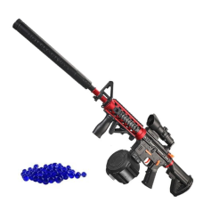 Детский Игрушечный Гель Бластер на Орбизах M416 Орбиган + Глушитель + Оптика + Обойма Барабан 95 см Красный